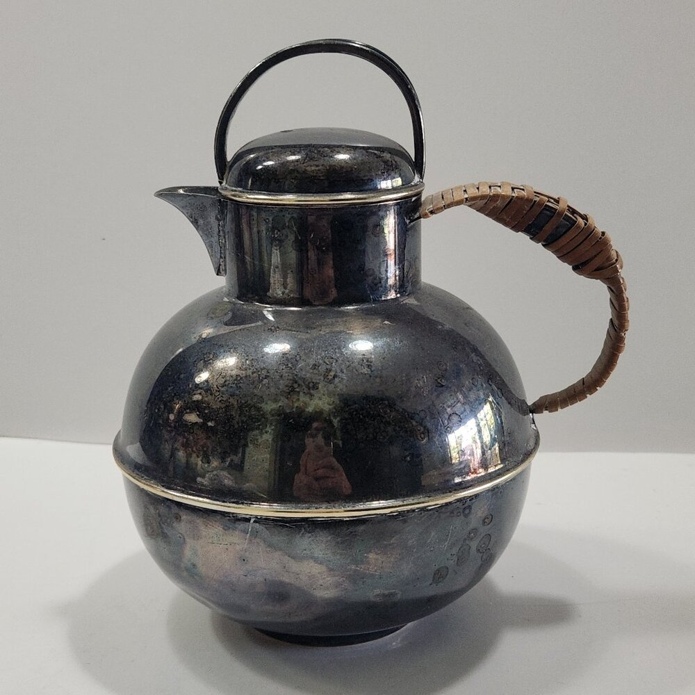 Vintage Apollo EPNS Bernard Rice's Sons Teapot With Bamboo Handle #2213